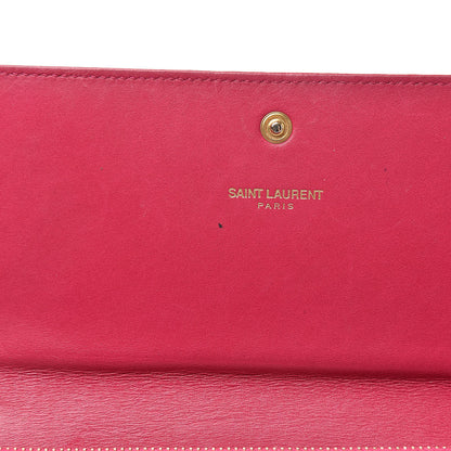 Saint Laurent Patent Grain de Poudre Classic Large Letters Flap Wallet Bubblegum 8 of 15