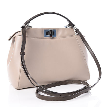 Fendi Nappa Colorblock Mini Peekaboo Iconic Satchel Grigio Polvere Carbone Bloody Mary 3 of 10