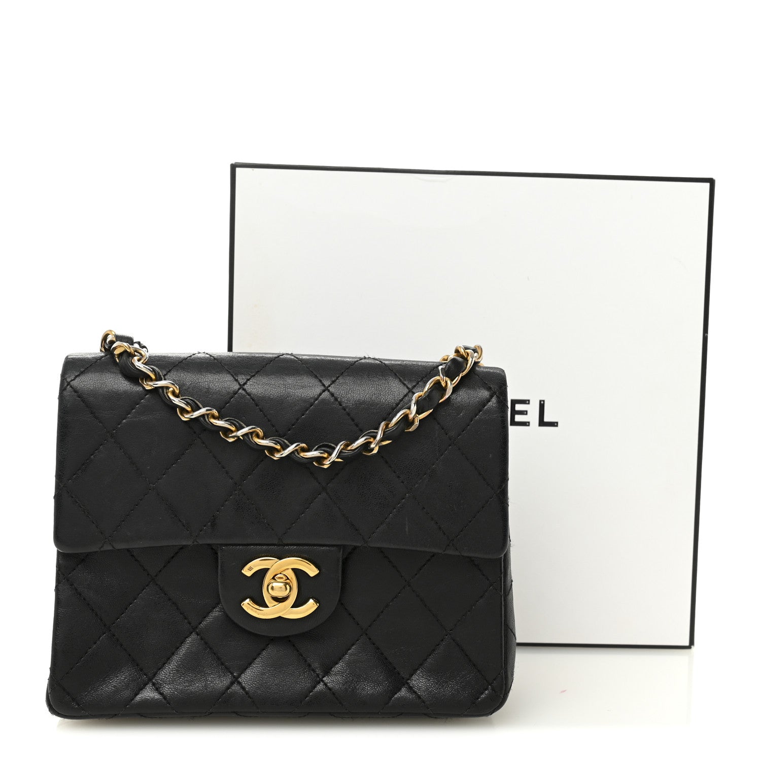 Chanel Lambskin Quilted Mini Square Flap Bag Black 15 of 15