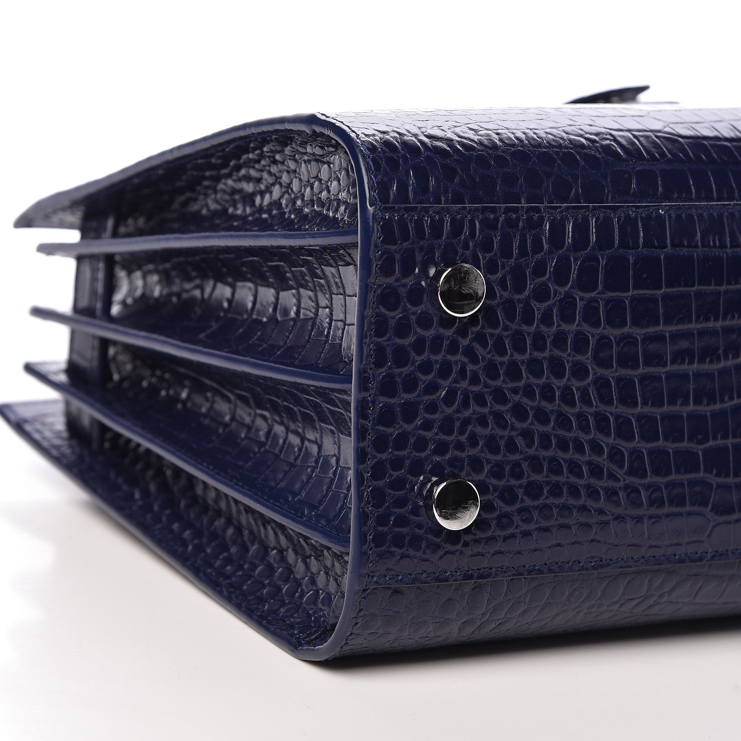 Saint Laurent Calfskin Crocodile Embossed Baby Sac De Jour Navy 5 of 10