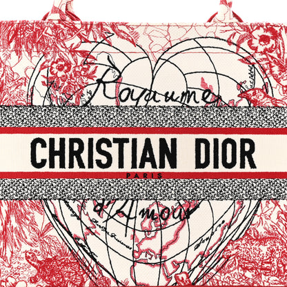 Christian Dior Canvas Embroidered Medium Dioramour D-Royaume Book Tote Red Multicolor 8 of 10