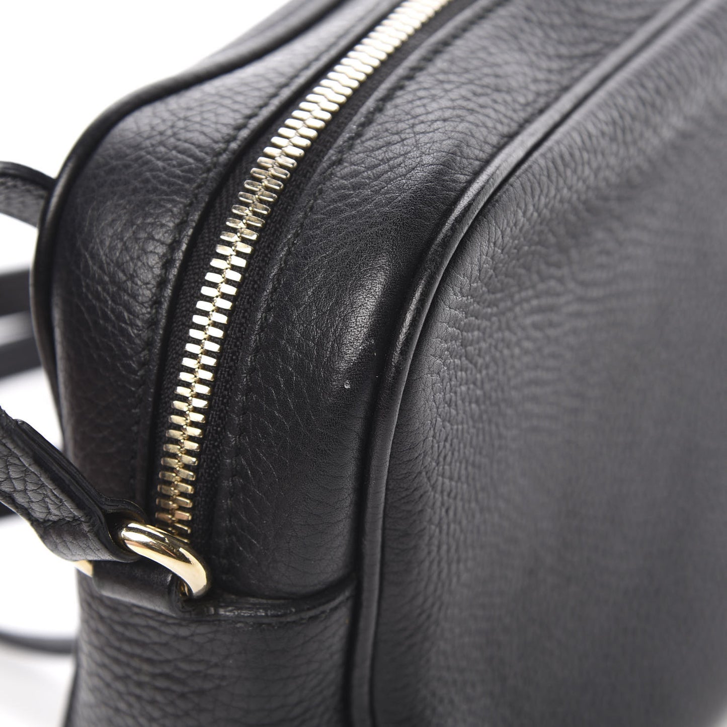 Pebbled Calfskin Small Soho Disco Bag Black