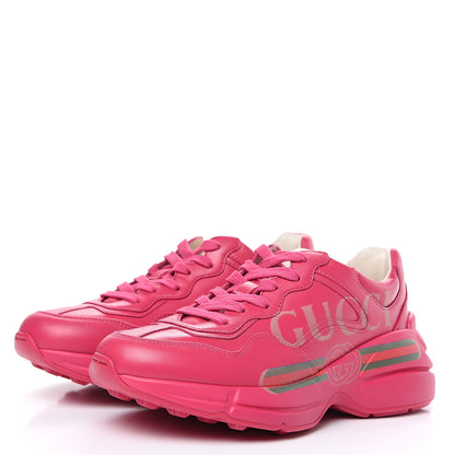 Gucci Calfskin Logo Womens Rhyton Sneakers 35.5 Box Pink 3 of 9