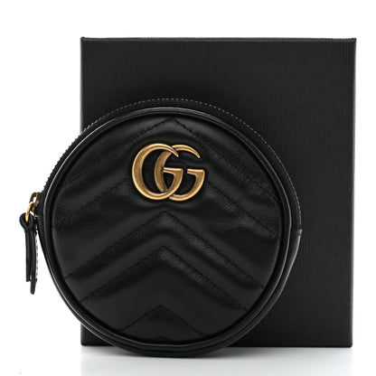 Gucci Calfskin Matelasse GG Marmont Round Coin Purse Black 8 of 8