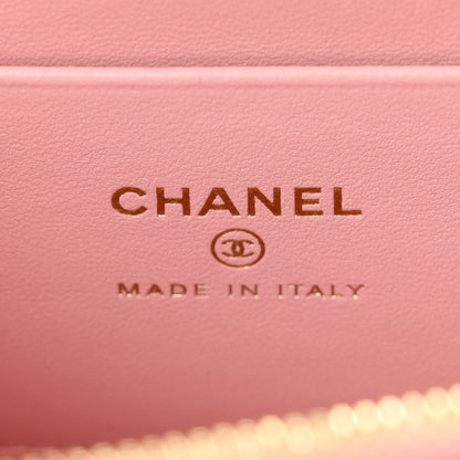 Chanel Calfskin Crocodile Embossed Crococo Top Handle Slim Vanity Case With Chain Light Pink 6 of 11