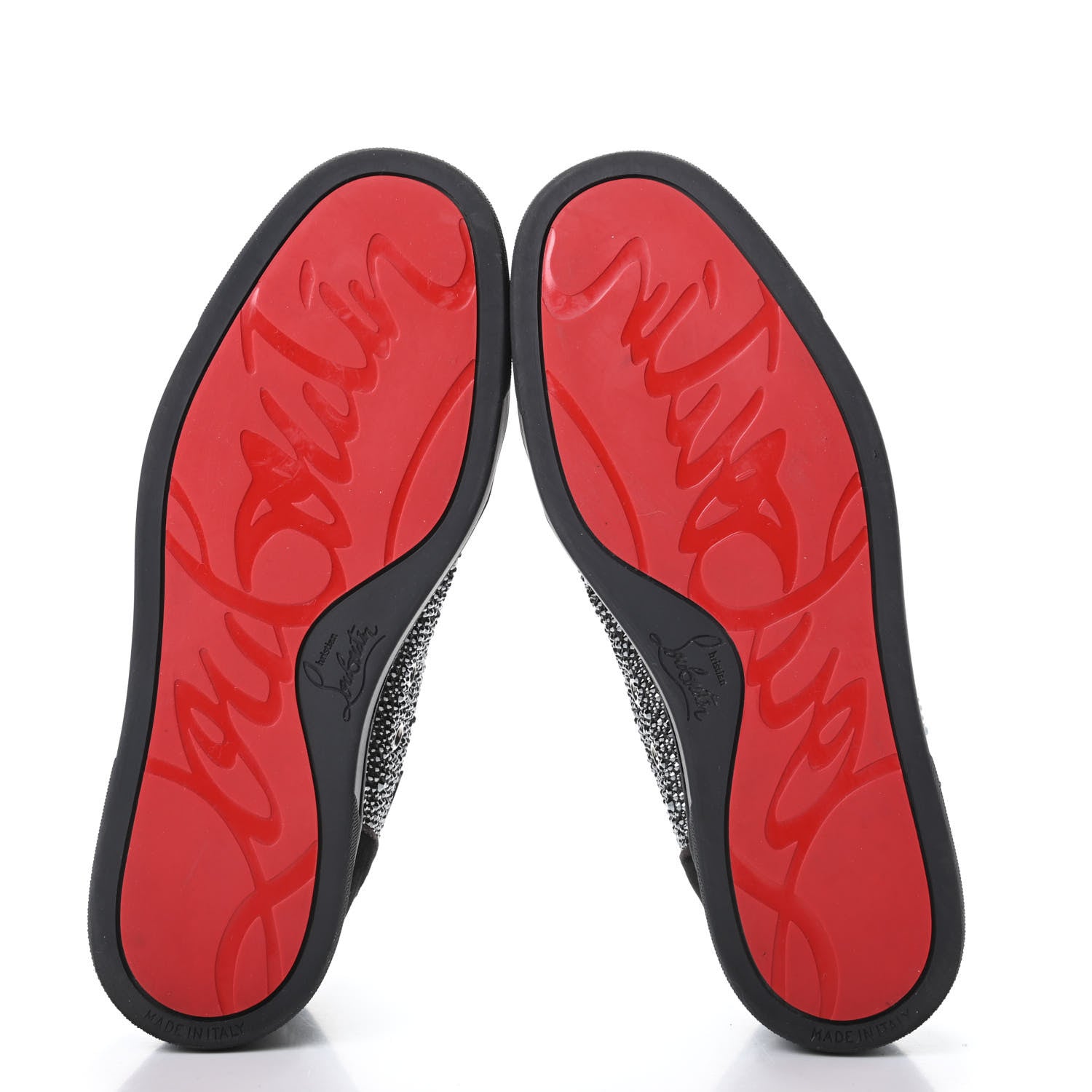 Christian Louboutin Womens Veau Velours Strass Louis Flat Sneakers 38.5 Black Silver 5 of 8