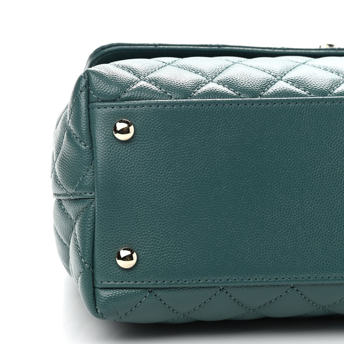 Caviar Quilted Small Coco Handle Flap Green