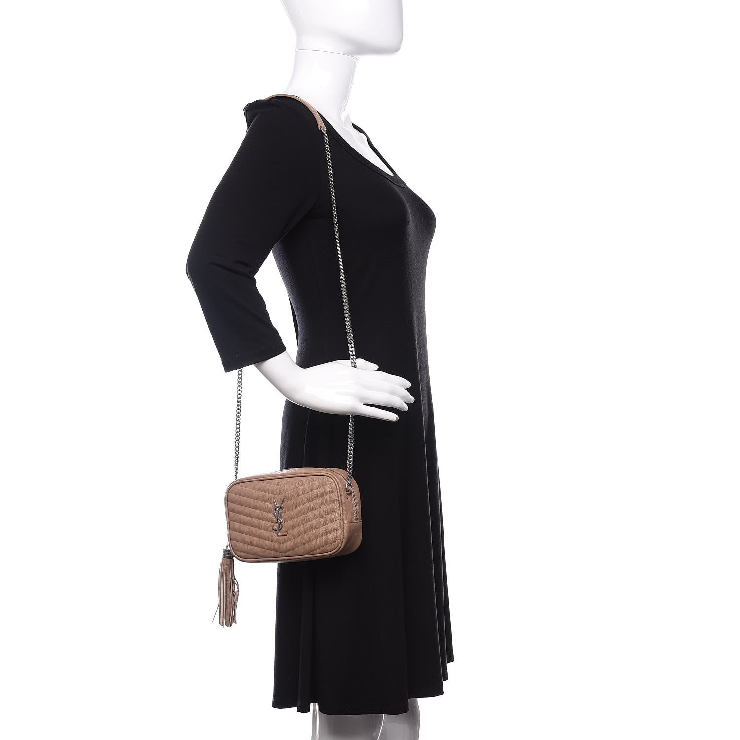 Saint Laurent Grain De Poudre Matelasse Monogram Mini Lou Camera Bag Pale Blush 2 of 9