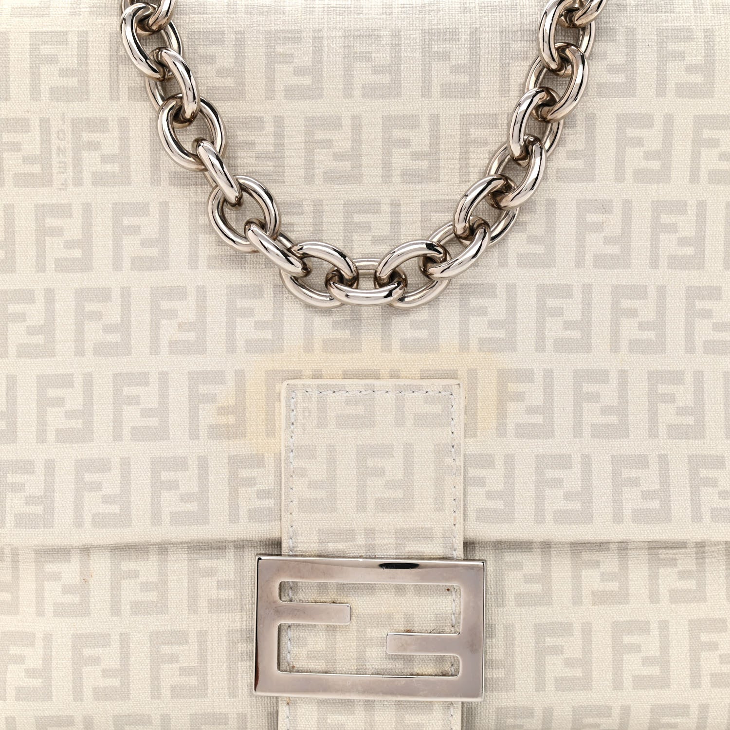 Fendi Zucchino Spalmati Forever Mama Baguette White 8 of 12