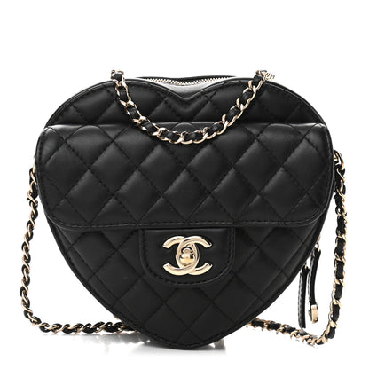 Chanel Lambskin Quilted CC In Love Heart Bag Black 1 of 9