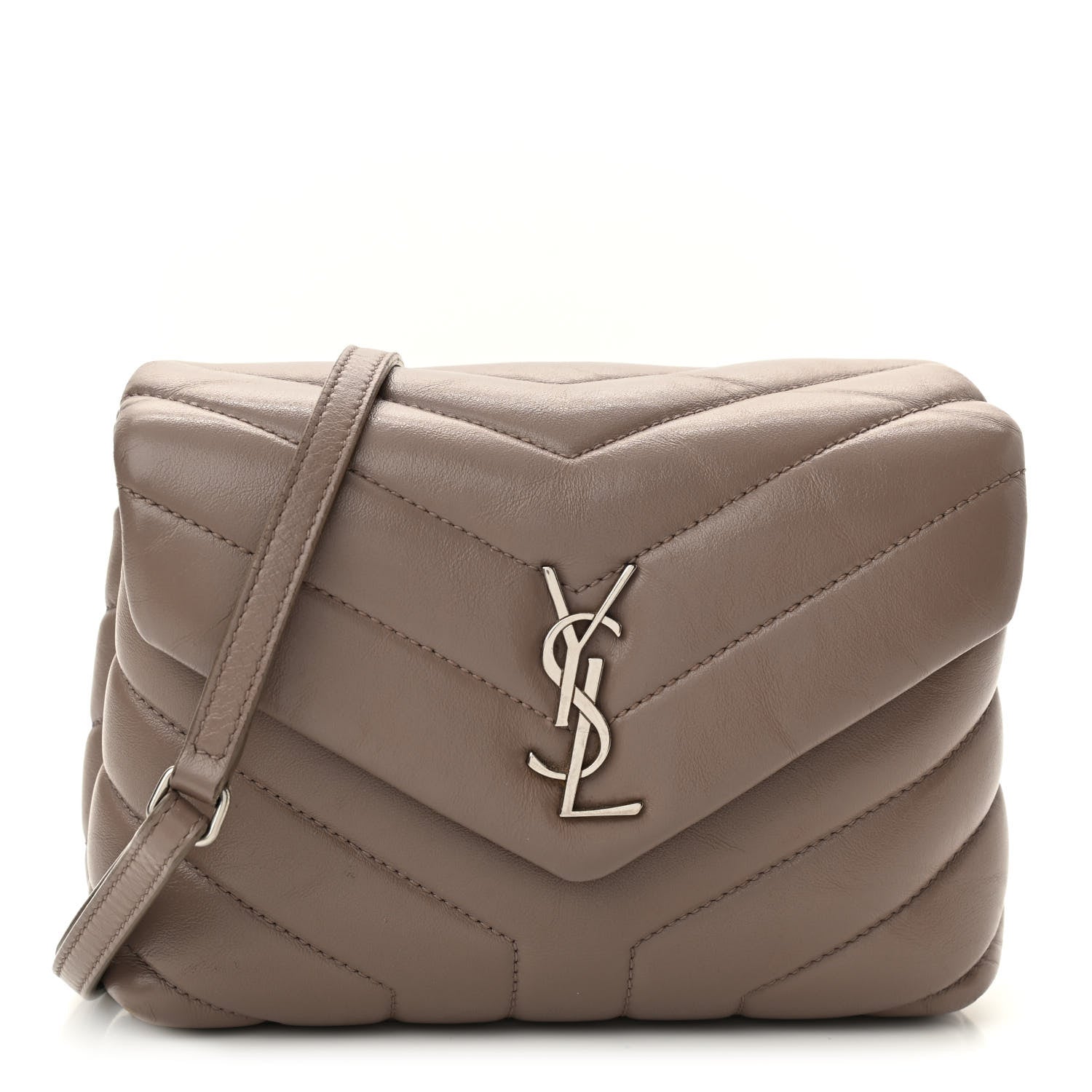Saint Laurent Calfskin Y Quilted Monogram Toy Loulou Crossbody Bag Taupe 1 of 14
