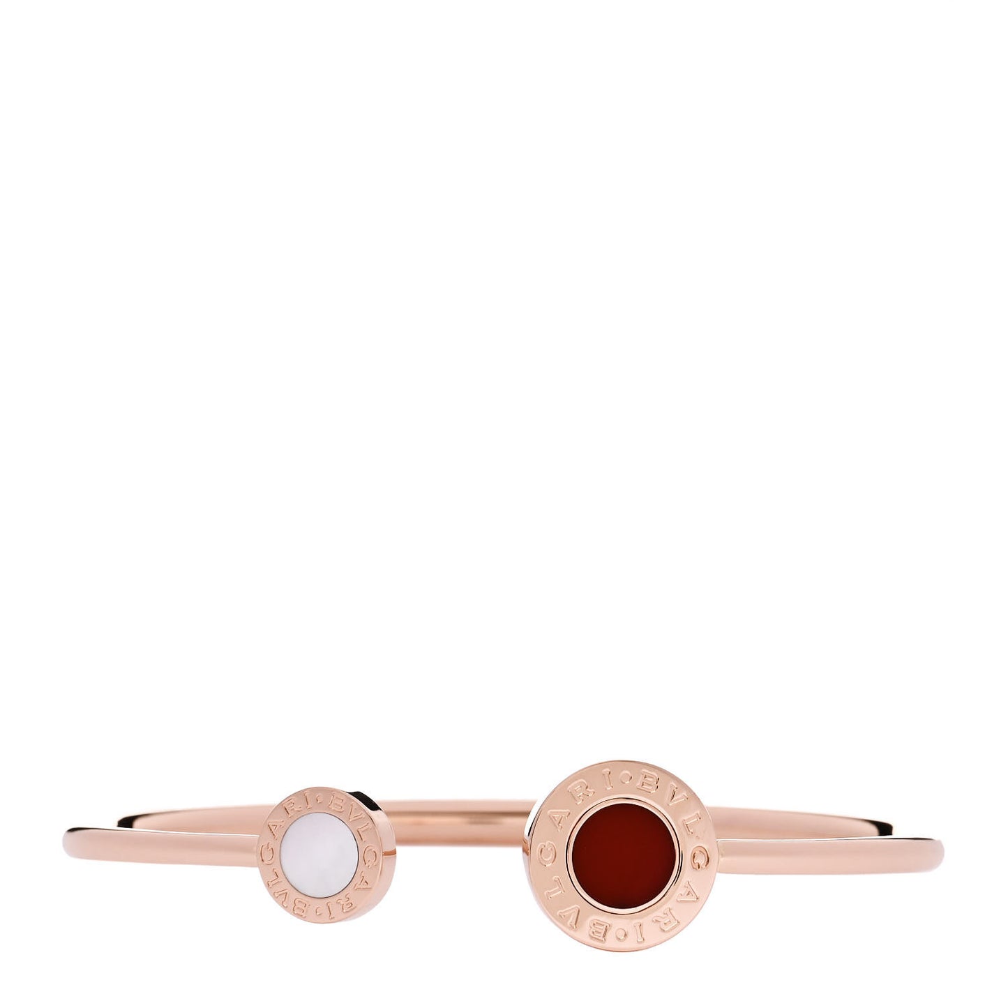18K Rose Gold Mother of Pearl Carnelian BVLGARI BVLGARI Flip Cuff Bracelet M