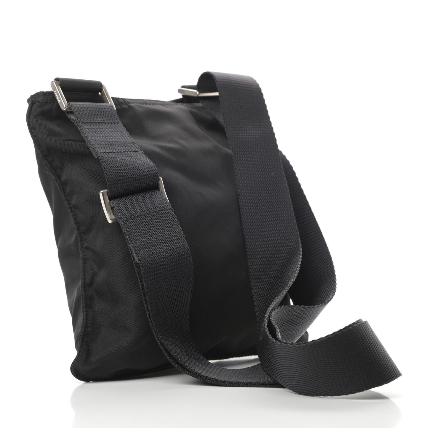 Tessuto Nylon Saffiano Flat Messenger Bag Black