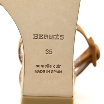 Hermes Suede Goatskin Elda Espadrille Wedge Sandals 35 Naturel 7 of 11