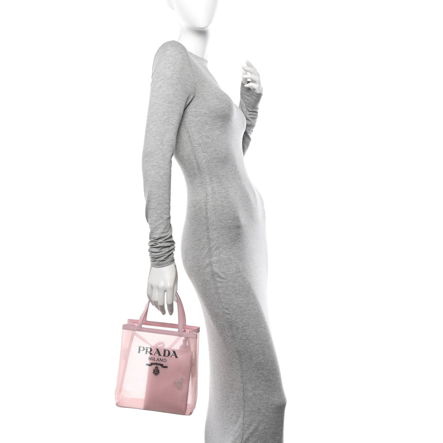 Prada Sequin Mesh Small Tote Bag Pink 3 of 10