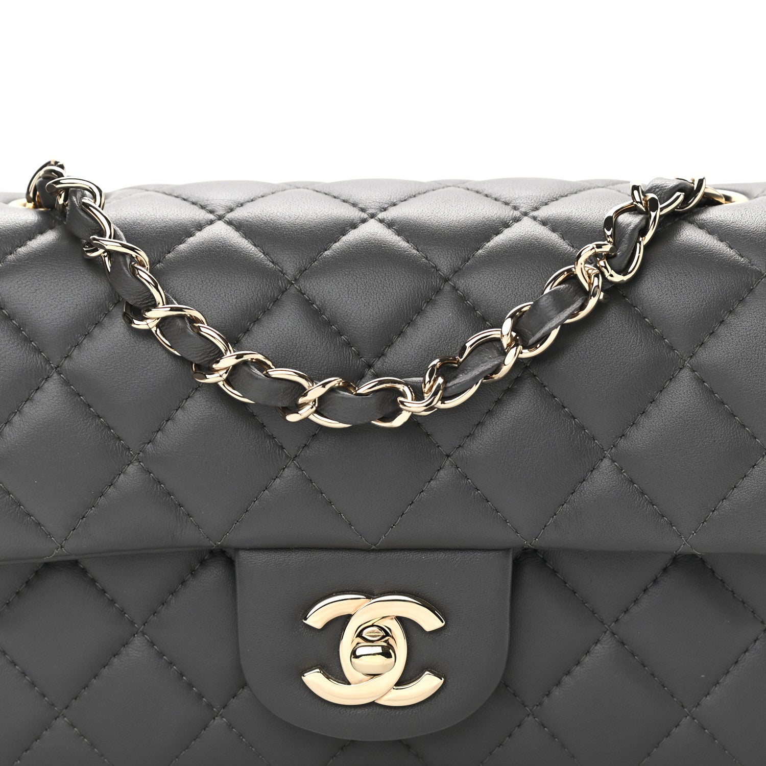 Chanel Lambskin Quilted Mini Rectangular Flap Dark Grey 8 of 11