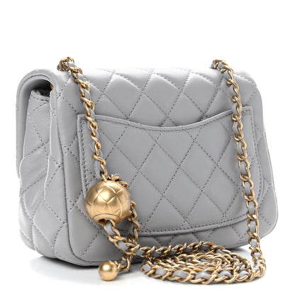 Chanel Lambskin Quilted Mini Pearl Crush Flap Light Grey 2 of 4