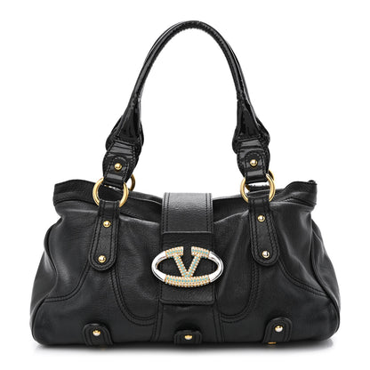 Valentino Garavani Grained Calfskin Catch Satchel Black 1 of 13