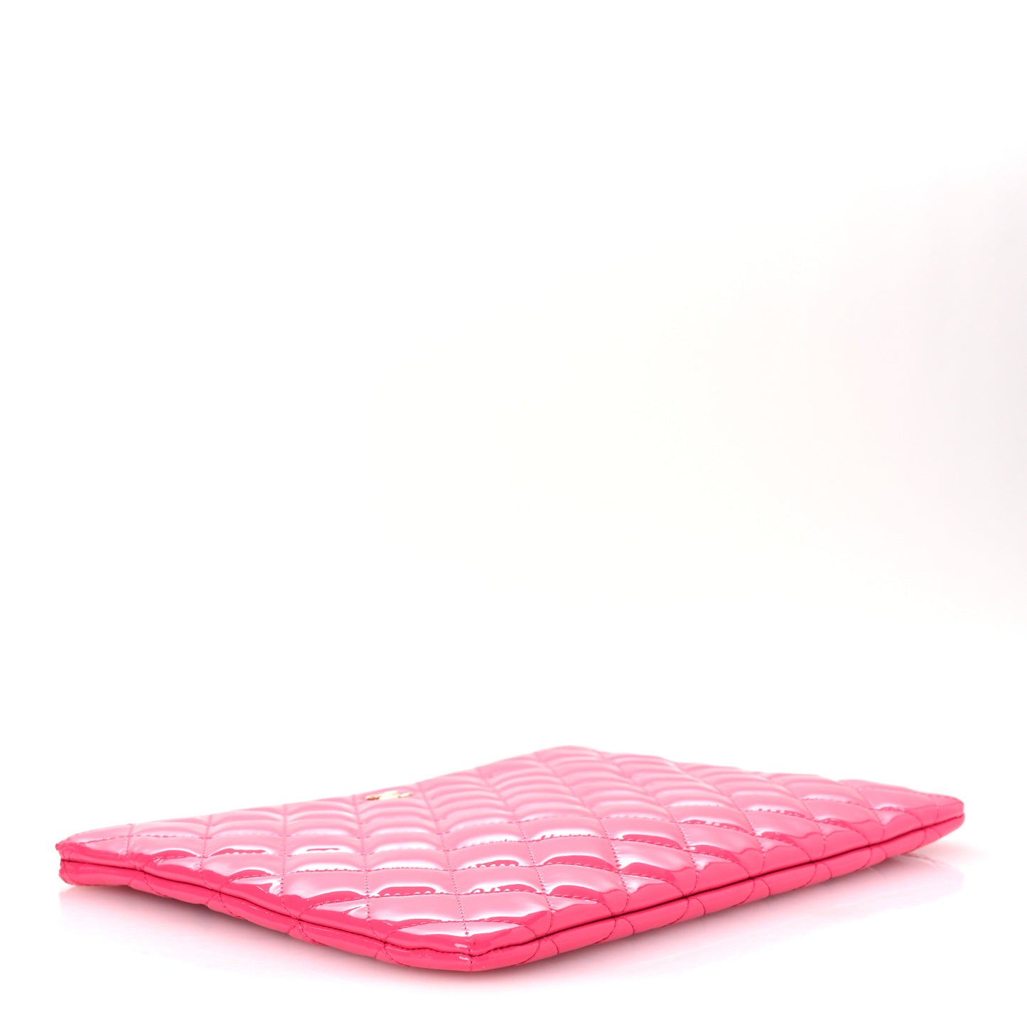 Patent Calfskin Quilted Medium Cosmetic Case Pink