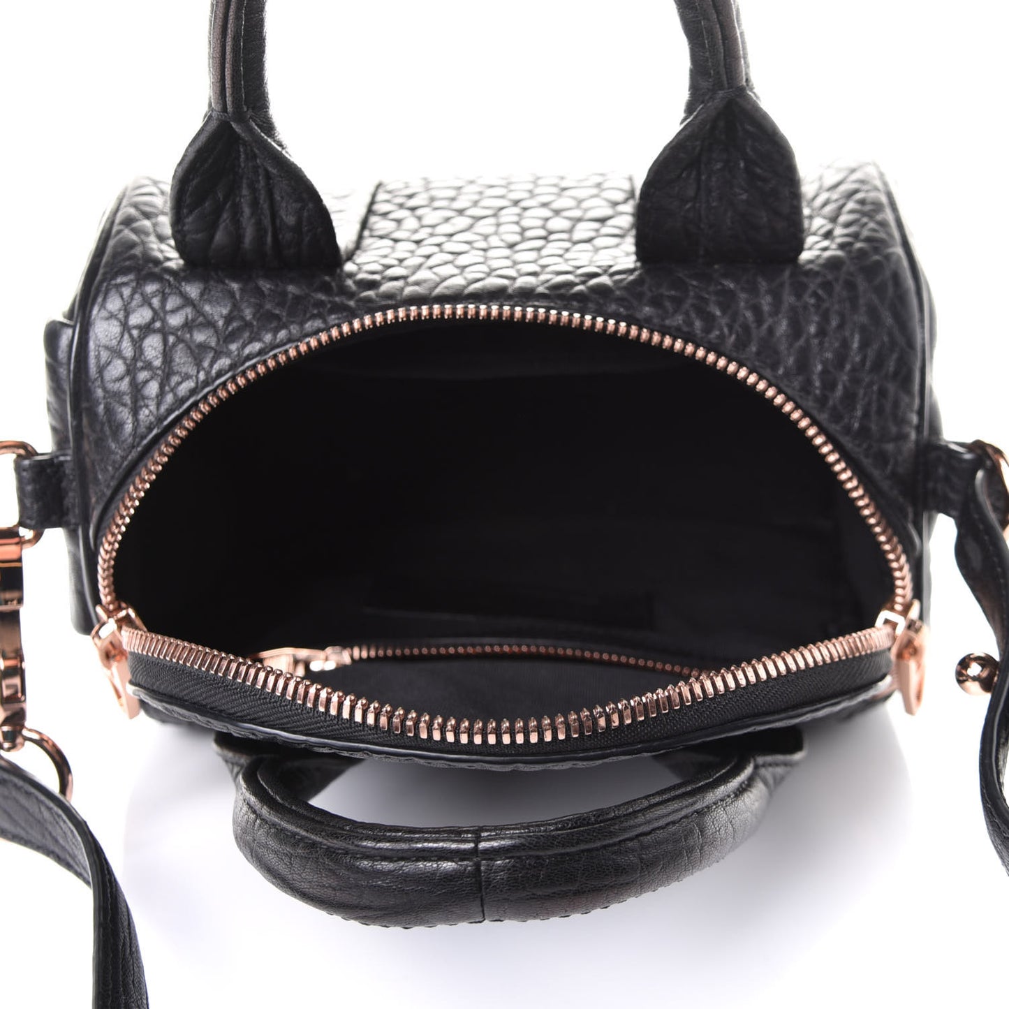 Pebbled Lambskin Mini Rockie Black Rose Gold Hardware