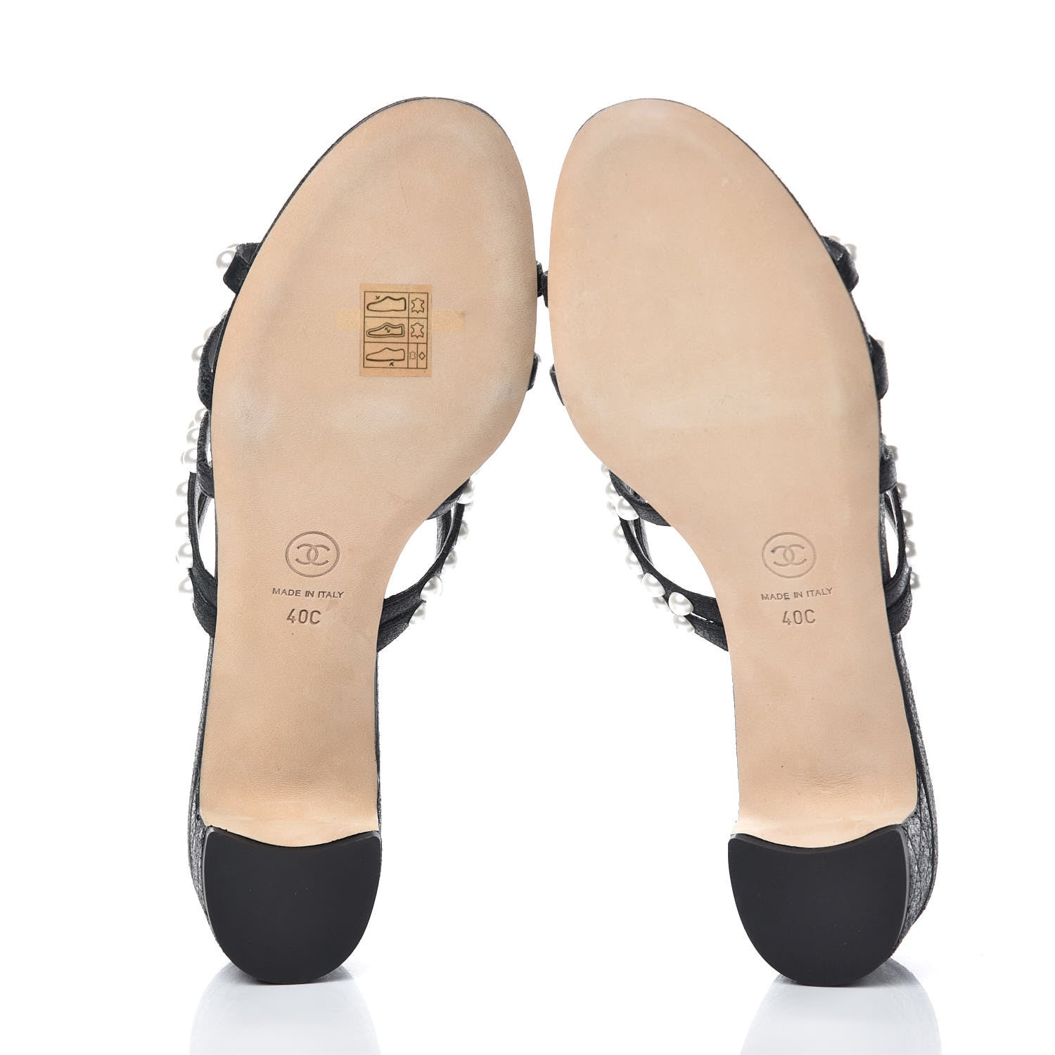 Chanel Crackled Lambskin Pearl Mules 40 Black 6 of 8