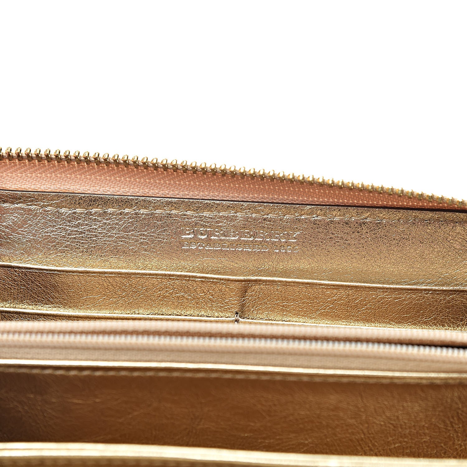 Burberry Metallic Haymarket Check Zip Wallet Gold 6 of 10