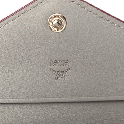 MCM Visetos Mini Love Letter Flap Wallet Pink Beige 6 of 7