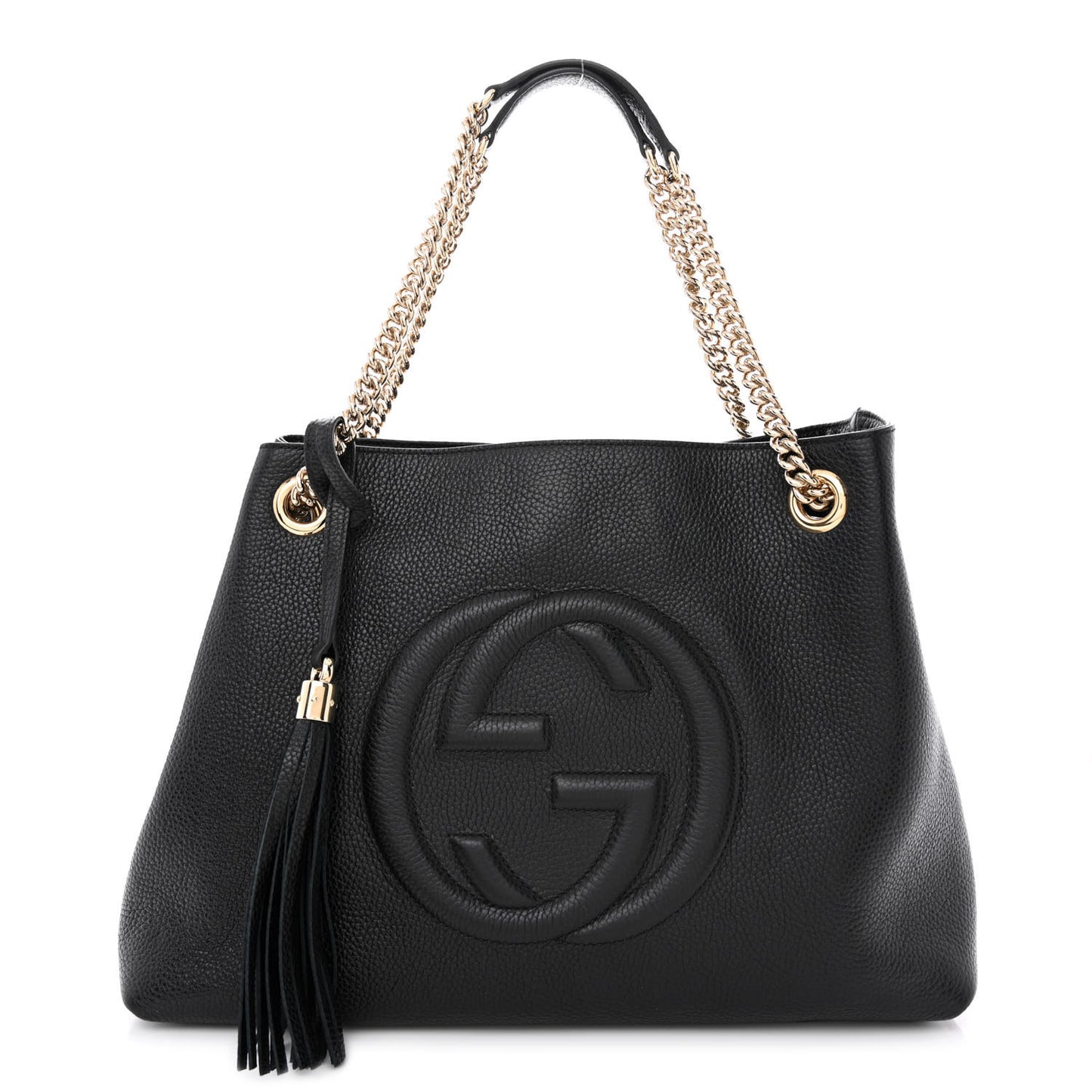 Pebbled Calfskin Medium Soho Chain Shoulder Bag Black