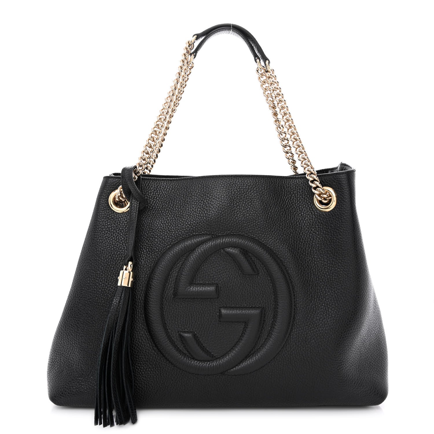 Gucci Pebbled Calfskin Medium Soho Chain Shoulder Bag Black 1 of 10