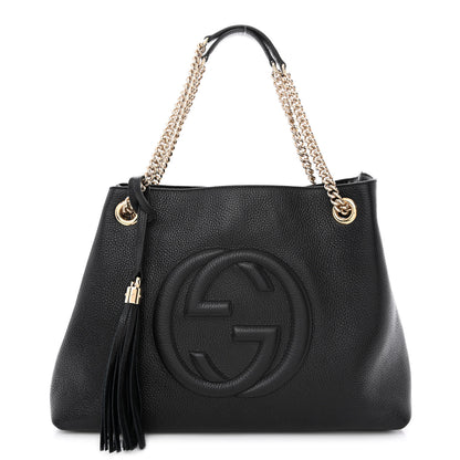 Gucci Pebbled Calfskin Medium Soho Chain Shoulder Bag Black 1 of 10