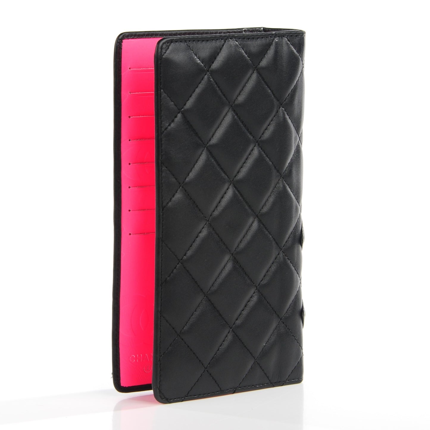 Calfskin Quilted Cambon Yen Wallet Black
