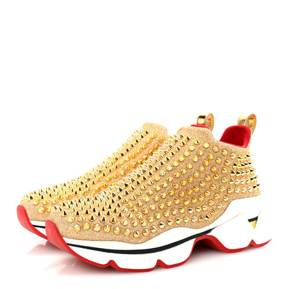 Christian Louboutin Neo Lame Spike Sock Donna Flat Sneakers 36 Gold 4 of 9