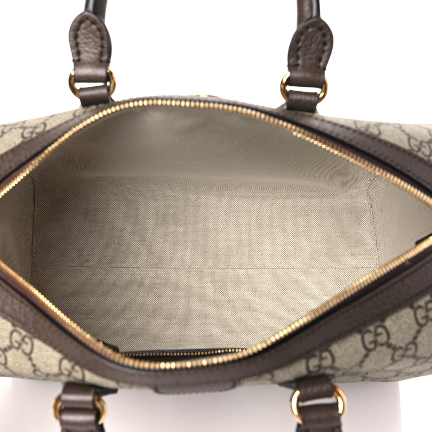 GG Supreme Monogram Web Medium Ophidia Top Handle Bag Beige Ebony