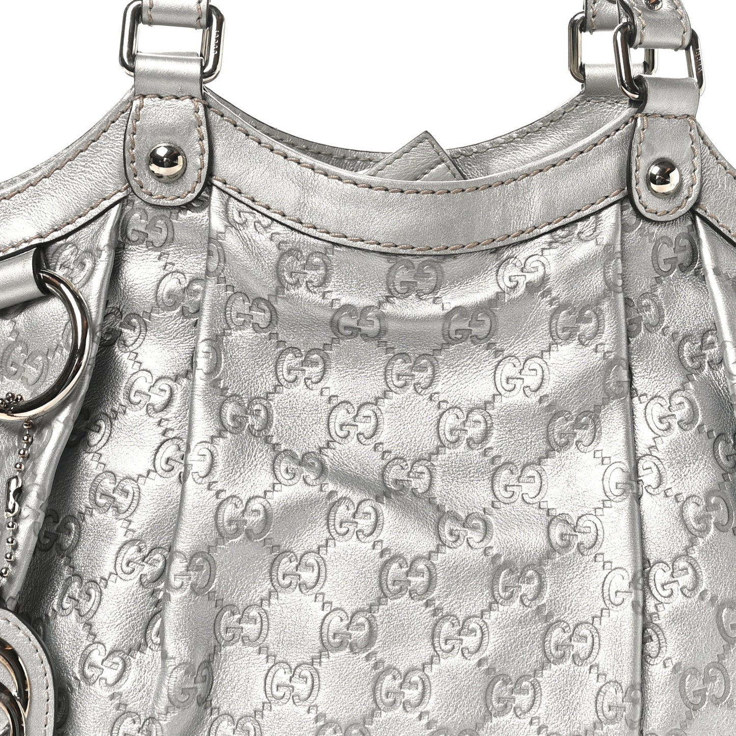Guccissima Medium Sukey Tote Silver