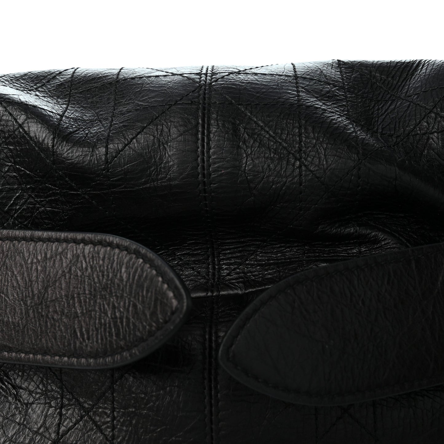 Crinkled Calfskin Macrocannage Small D-Journey Bag Black