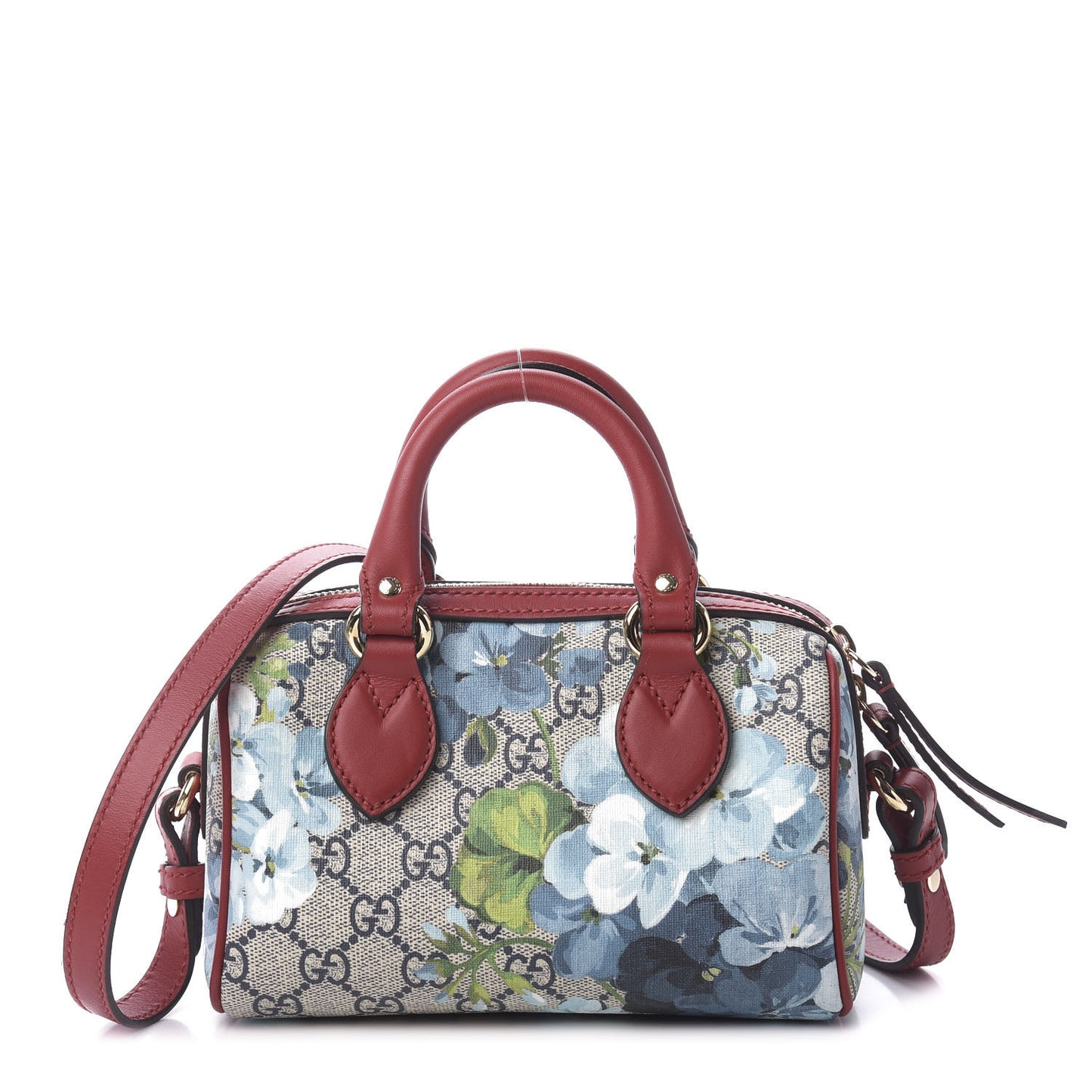 GG Supreme Monogram Blooms Mini Boston Navy Blue Hibiscus