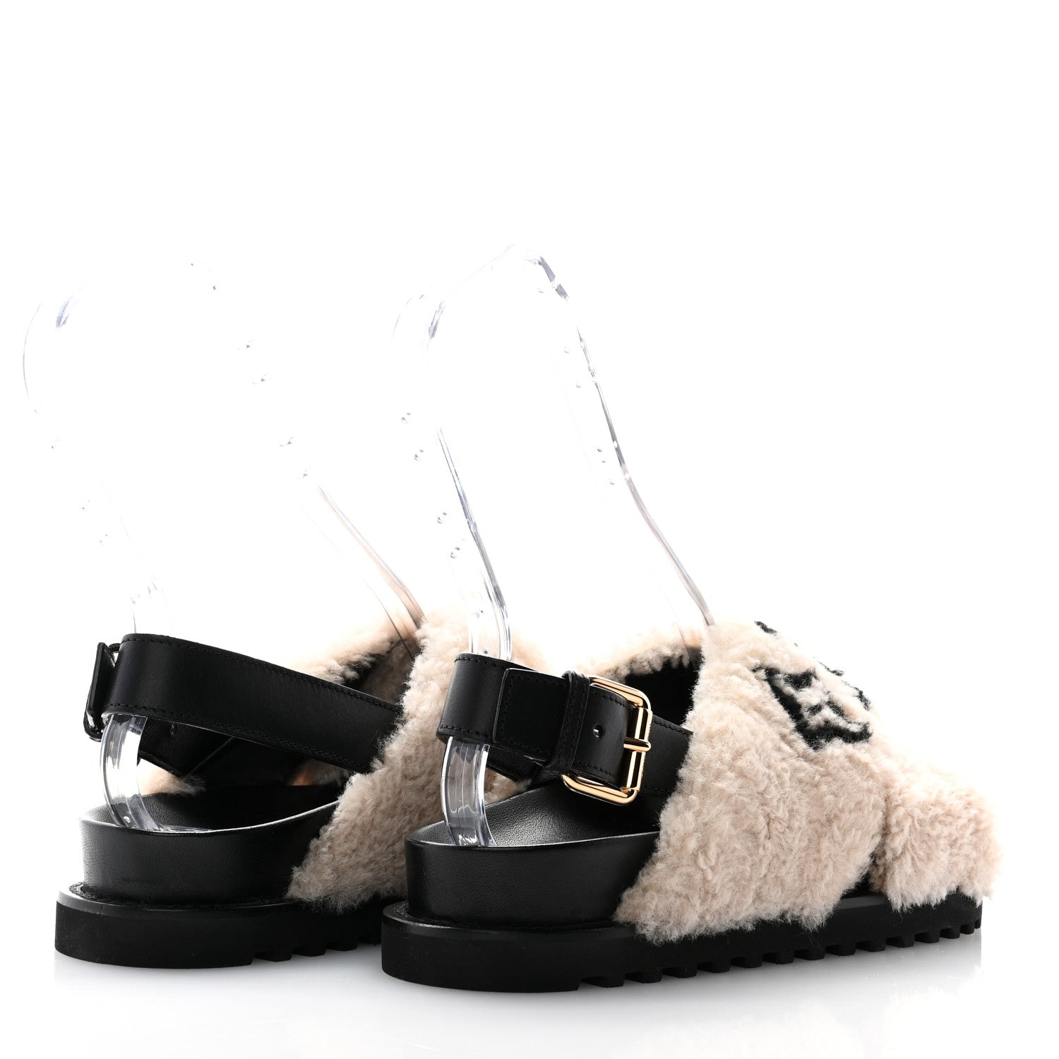 Louis Vuitton Shearling Paseo Sandals 39 Black 3 of 8