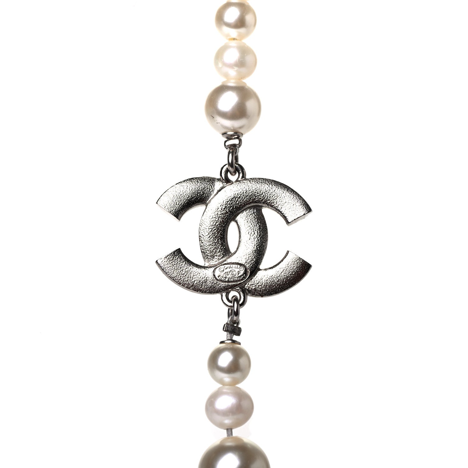 Chanel Pearl CC Tassel Long Necklace Silver 4 of 4