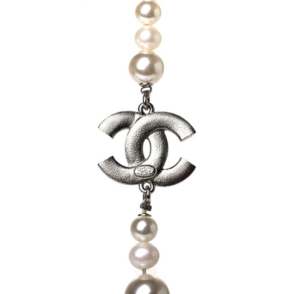 Chanel Pearl CC Tassel Long Necklace Silver 4 of 4