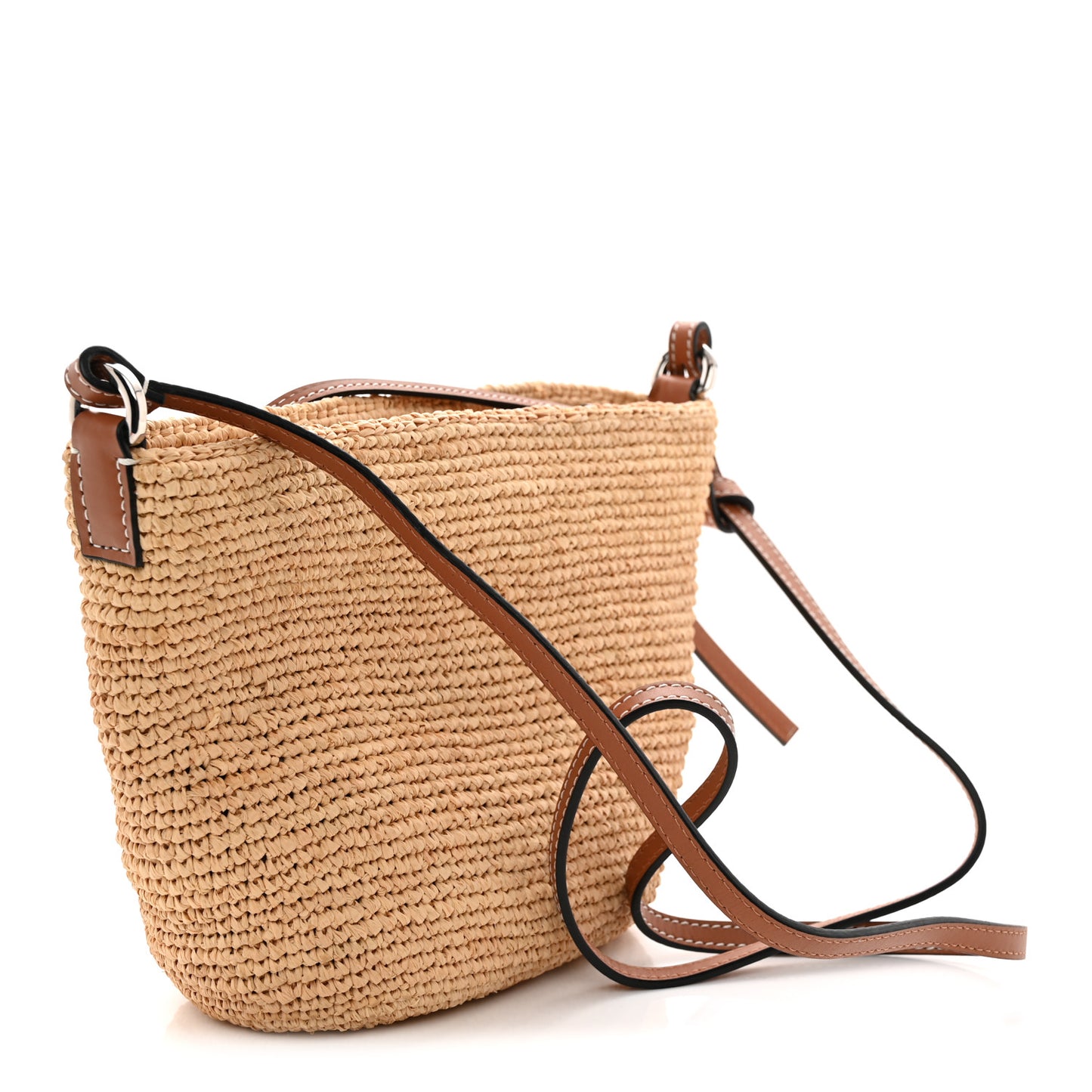Calfskin Raffia Slit Pochette Bag Natural Tan
