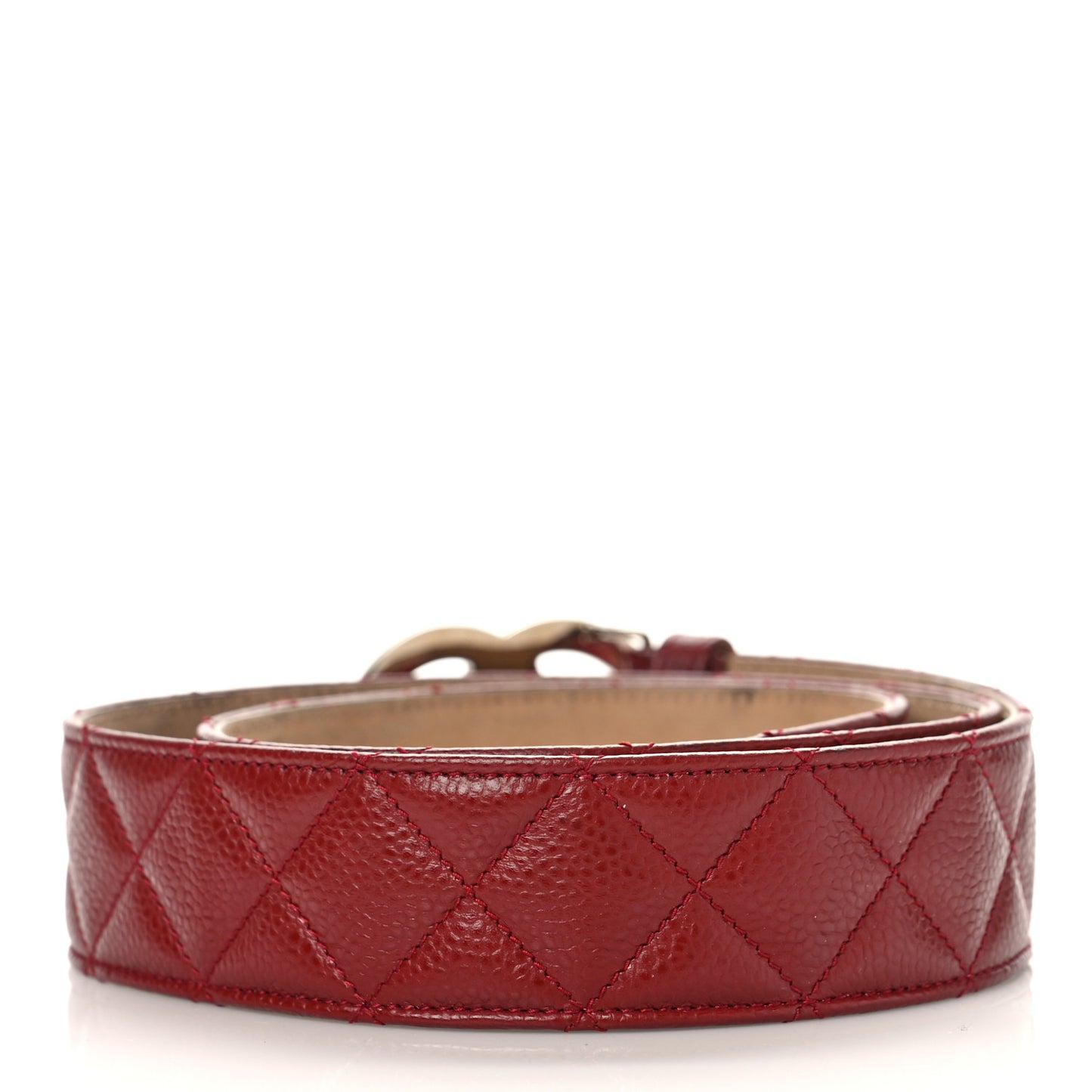 Caviar Quilted CC Belt Red
