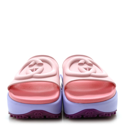 Gucci Soft Rubber Womens Interlocking G Platform 42mm Slide Sandals 36 Sugar Pink 3 of 9