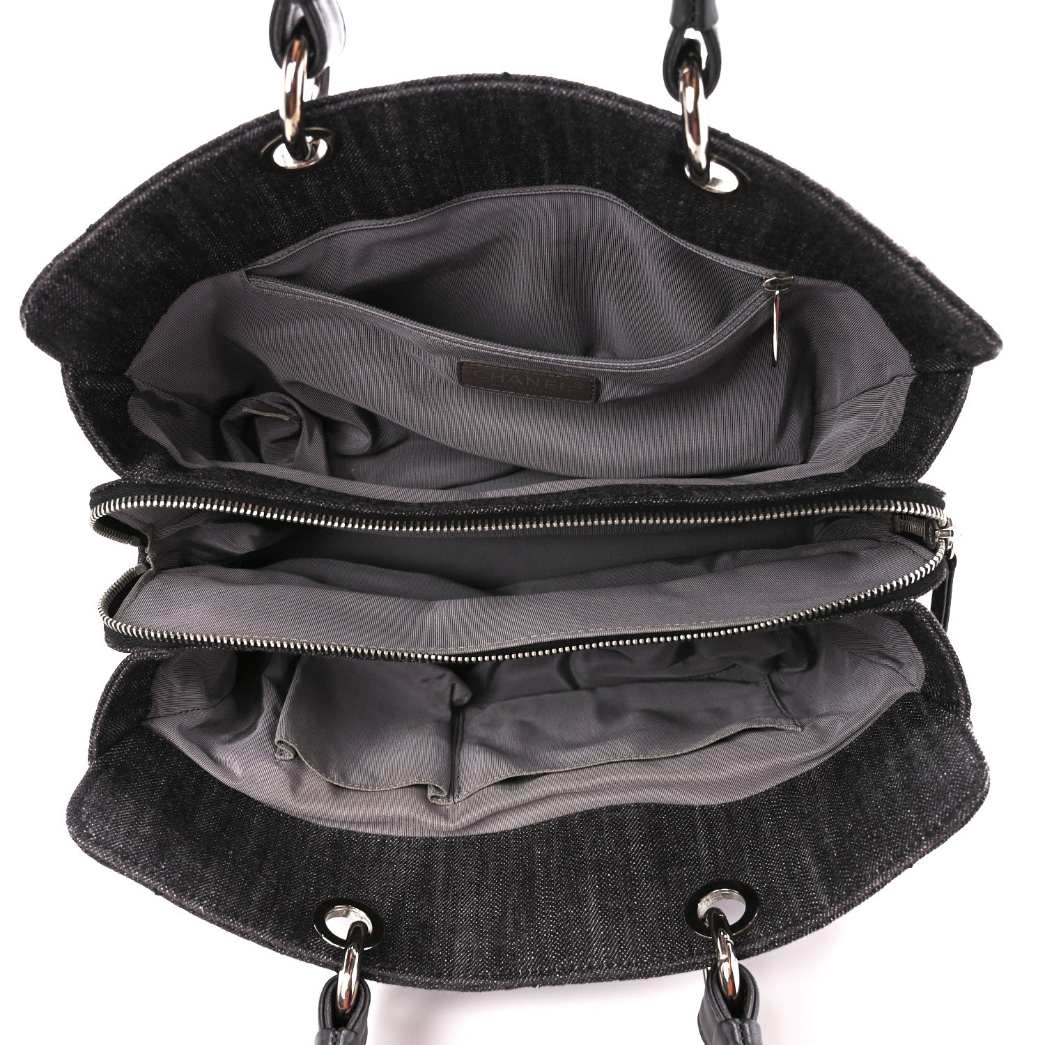 Chanel Denim Quilted Timeless Tote Black 5 of 10