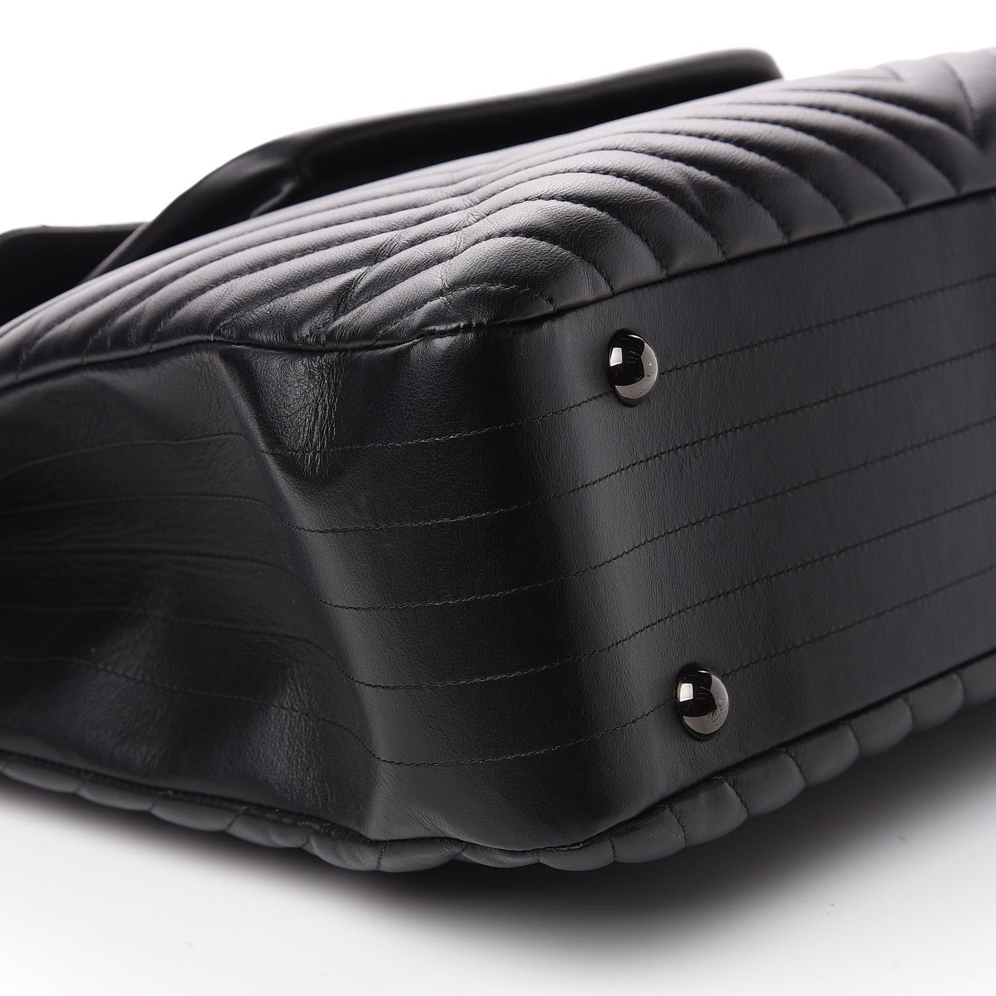 Calfskin Chevron Quilted Flap Tote So Black