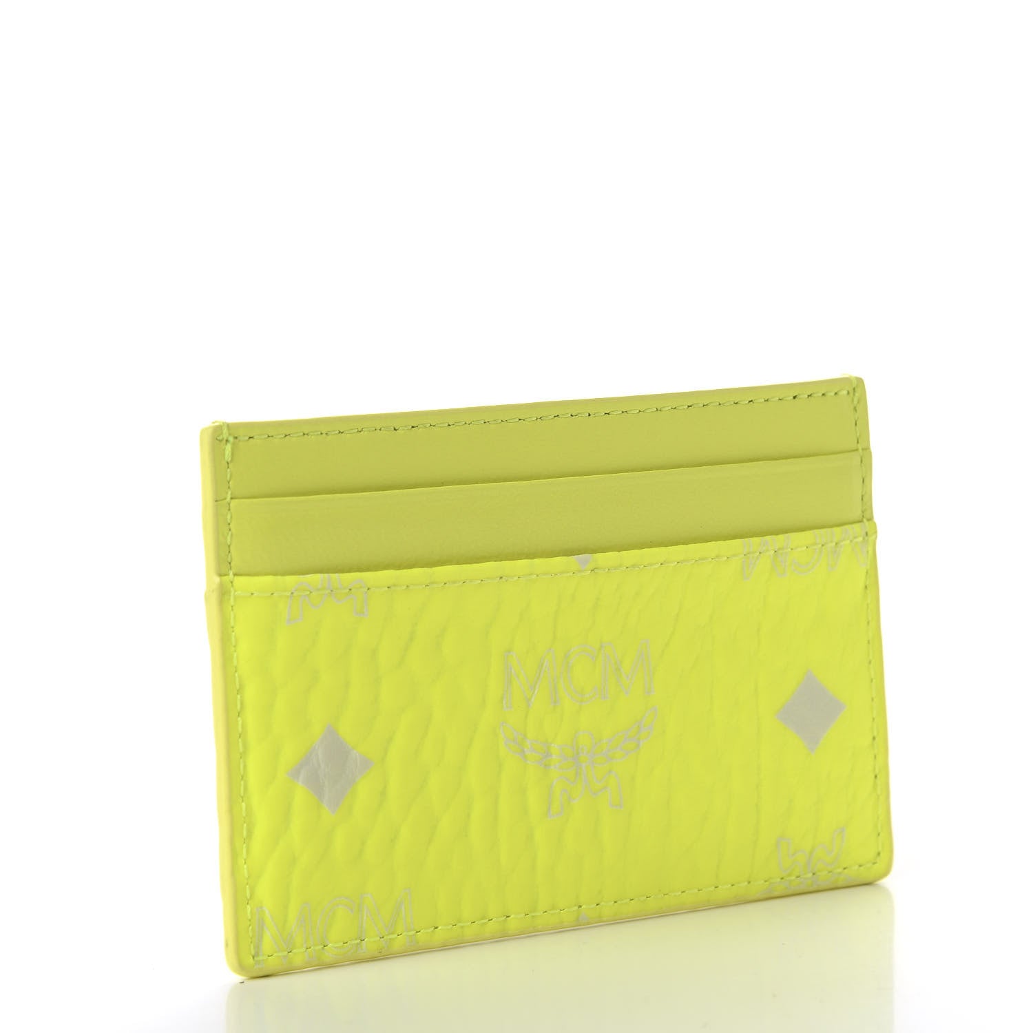 MCM Visetos Card Case Neon Yellow 3 of 7