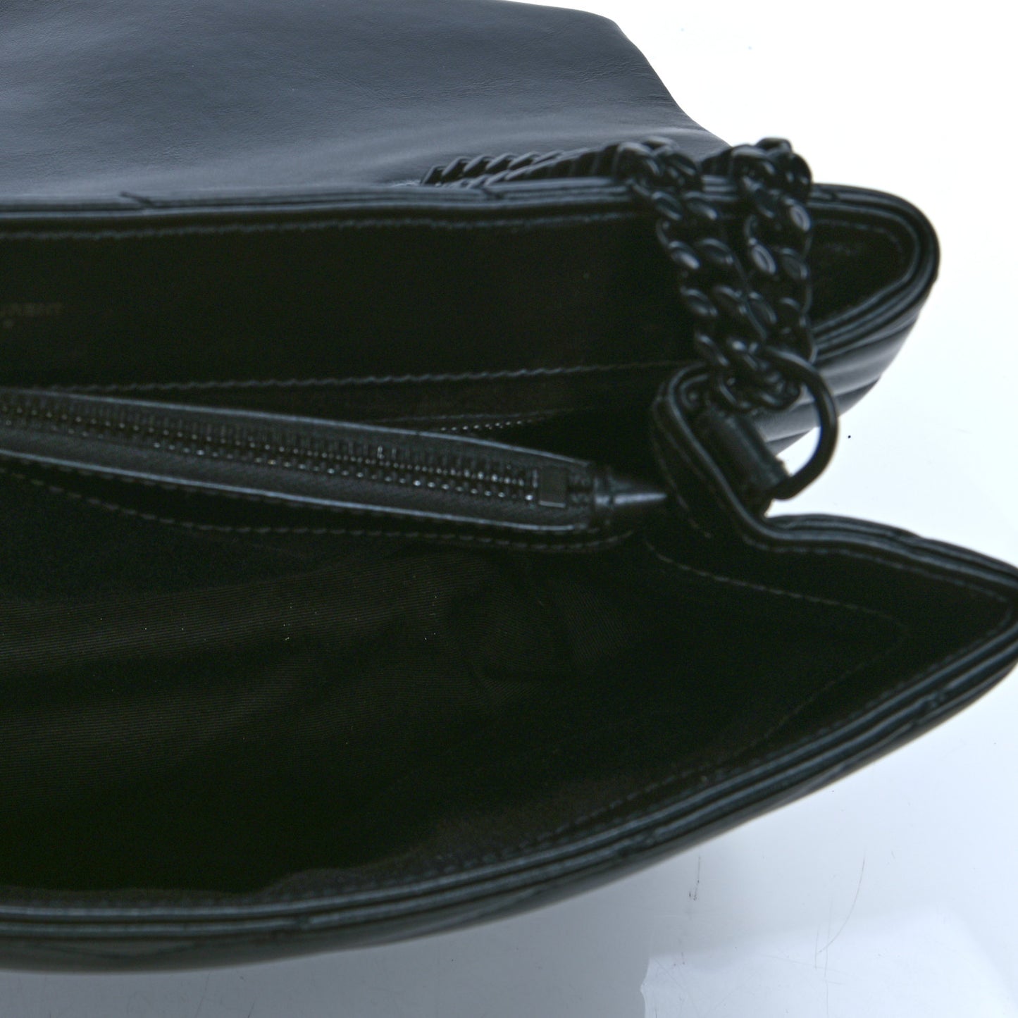 Calfskin Y Quilted Monogram Medium Loulou Chain Satchel Black