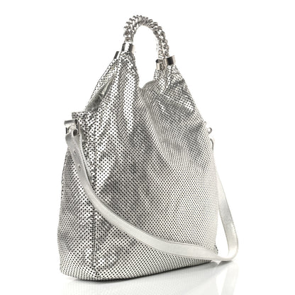 Chanel Metallic Glazed Calfskin Perforated Medium Rodeo Drive Tote Silver 3 of 15