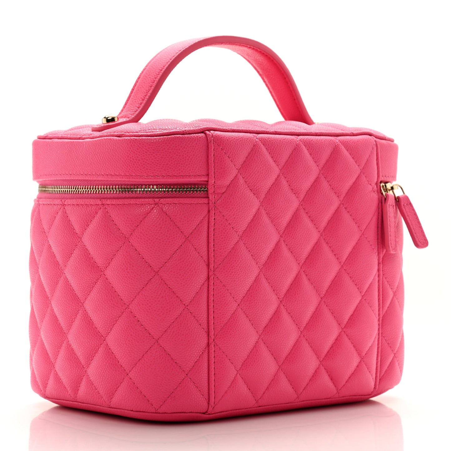 Caviar Quilted Large Vanity Pouch Pink