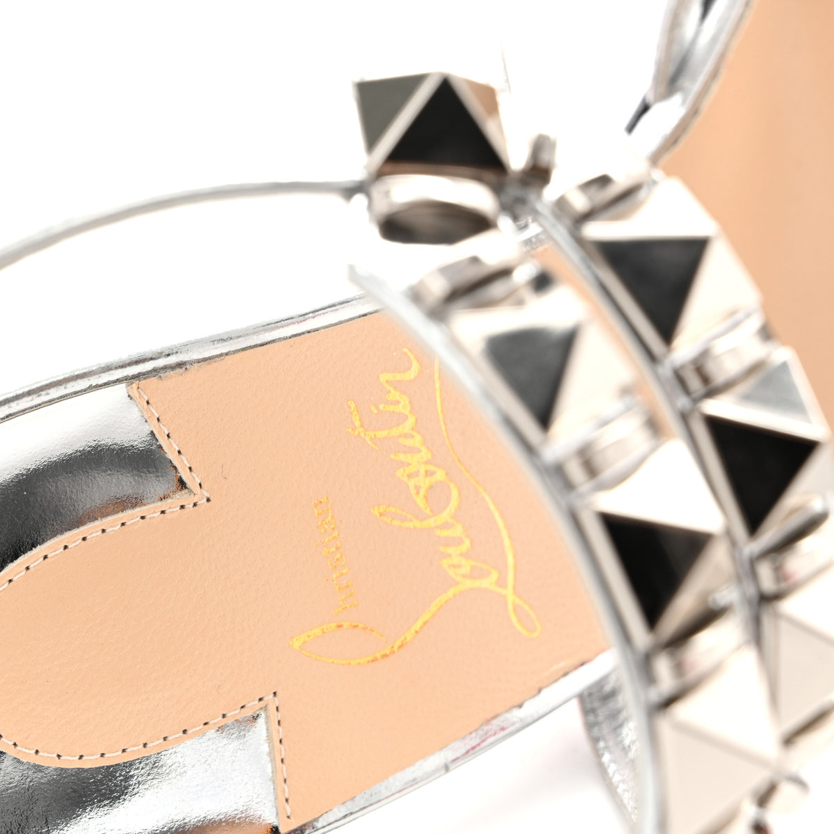 Christian Louboutin Specchio Studded Galerietta 100 Sandals 37 Silver 9 of 13
