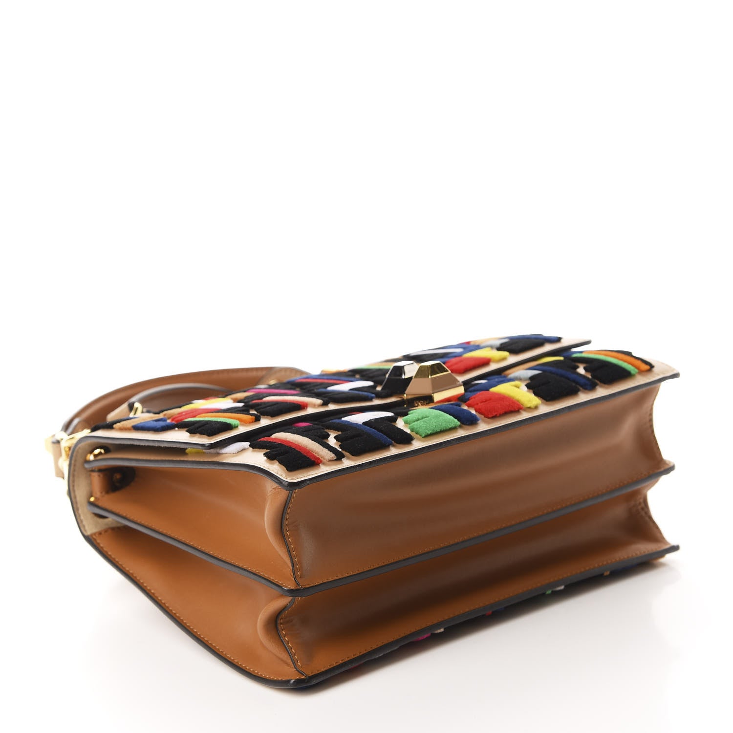 Fendi Vitello Liberty Velvet FF Multicolor Kan I Shoulder Bag Multicolor Cuoio 4 of 12
